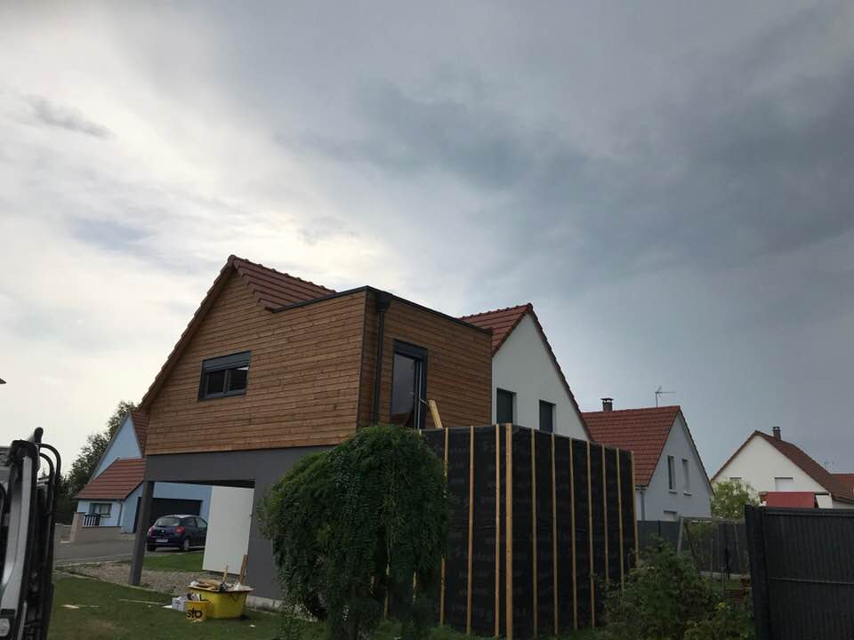 Extension d’une maison individuelle + bardage. Ostwald
